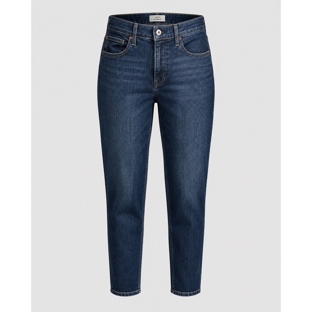 Levi Strauss Boyfriend Jeans Women 33 Dark Wash Tapered Mid Rise Y2K Grunge